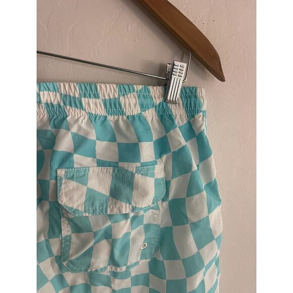 Solid & Striped XL Shorts Checkered Swim Trunks Aqua White Bloomies NEW $125 - Picture 7 of 7